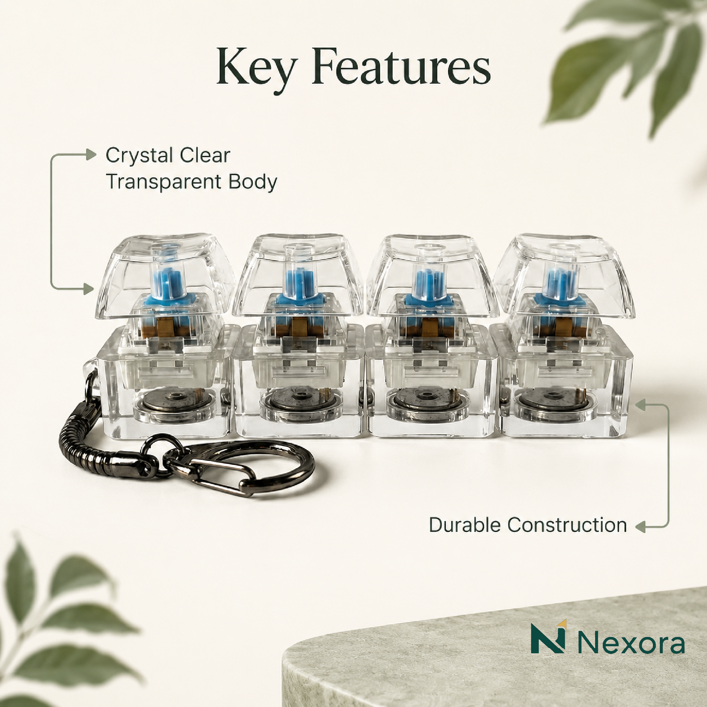 ClickKey™ Mini Mechanical Fidget Keychain with LED